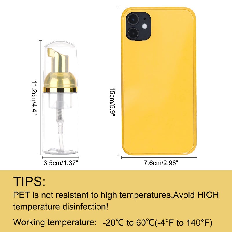 Dming 8 Pcs 1oz 30ml Plastic Foamer Pump Bottle Foam Dispenser Bottles Mini Liquid Foaming Bottles for Refillable Travel Hand Soap Foaming Shampoo Castile Cleaning (Gold+Clear) - Image 2